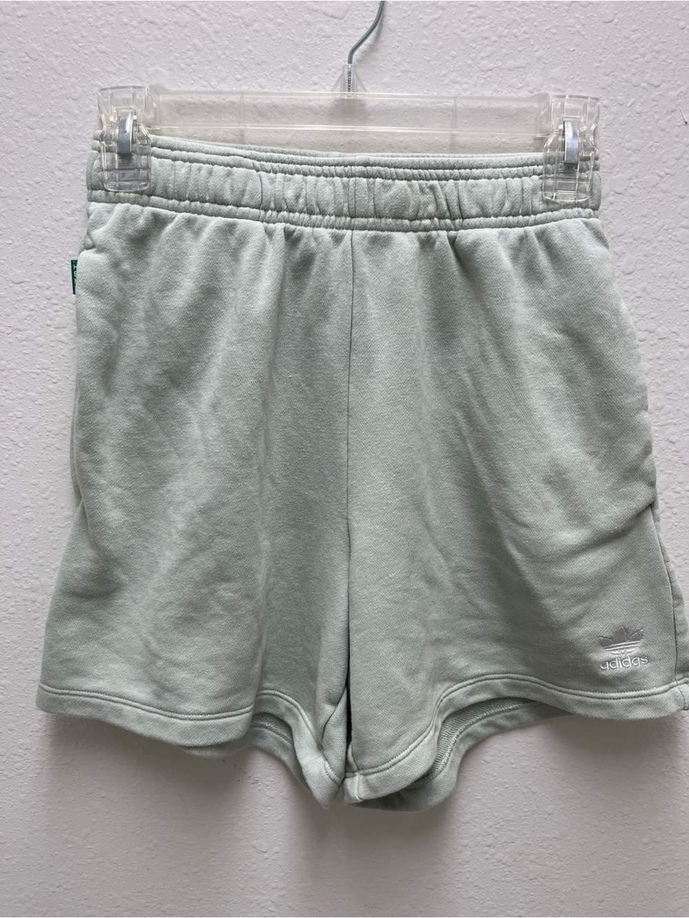 adidas Women’s Green Fleece Hemp Athletic Shorts XS Solid Drawstring Waist